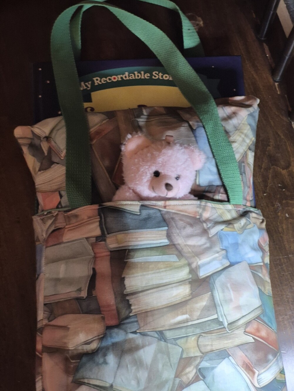 Handmade Kids Book Library Bag Comws With Bear & Matching Pillow